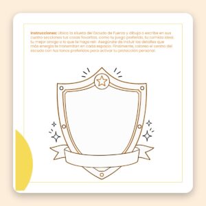 Lámina del Escudo de Fuerza, con cuatro secciones para dibujar tus cosas favoritas